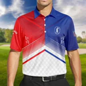 Callaway 124th U.S. Open Pinehurst Blue Red Line White Abstract Zipper Polo Shirt Style Classic