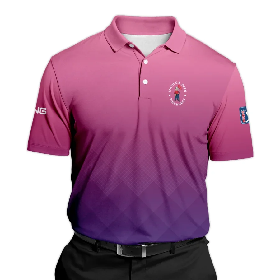 Ping 124th U.S. Open Pinehurst Purple Pink Gradient Abstract Polo Shirt Style Classic