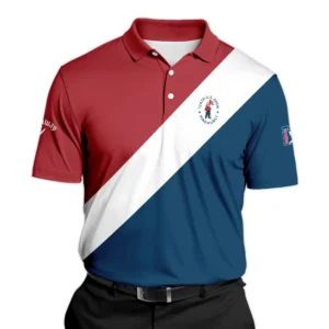 124th U.S. Open Pinehurst Callaway Blue Red White Background Zipper Polo Shirt Style Classic