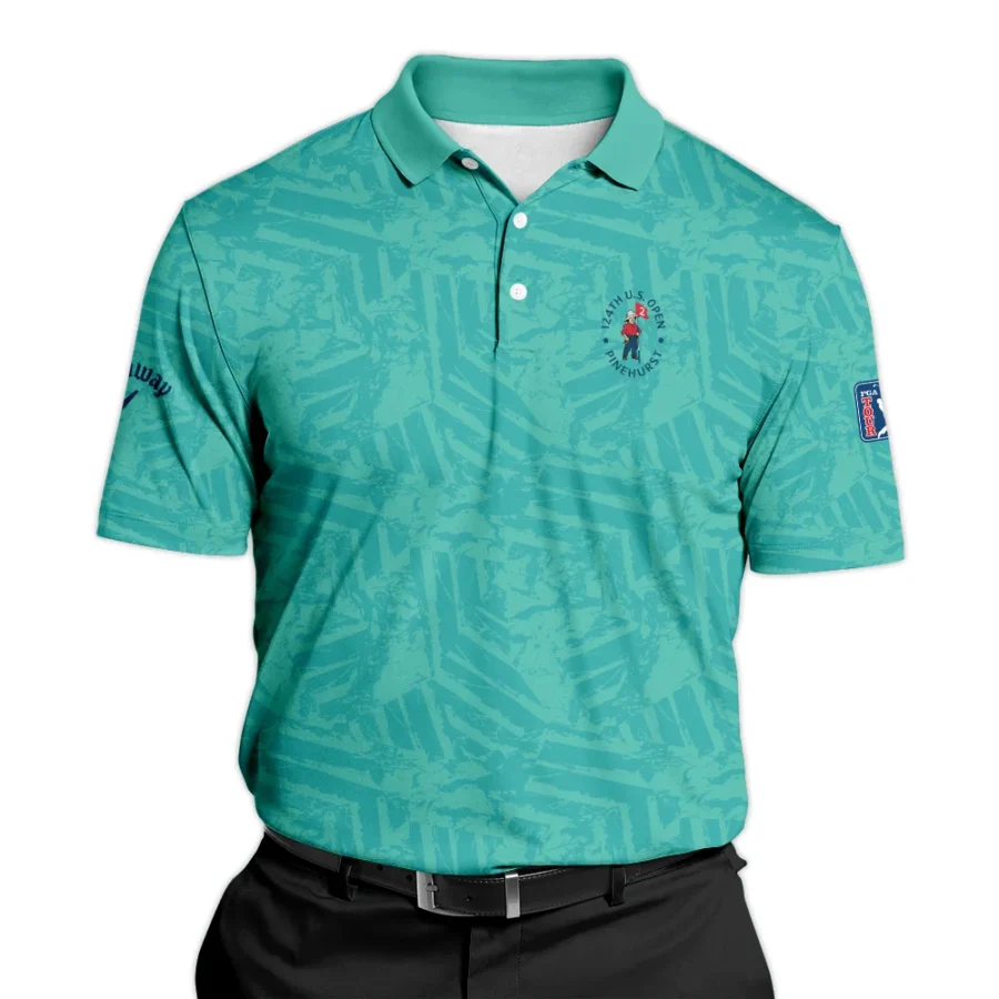 Moderate Cyan Abstract 124th U.S. Open Pinehurst Callaway Polo Shirt Style Classic