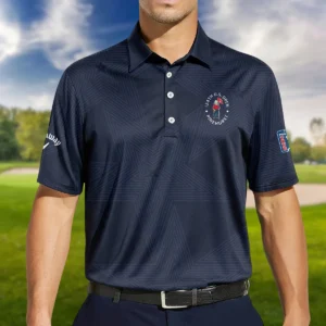 Golf Navy Color Star Pattern 124th U.S. Open Pinehurst Callaway Zipper Polo Shirt Style Classic