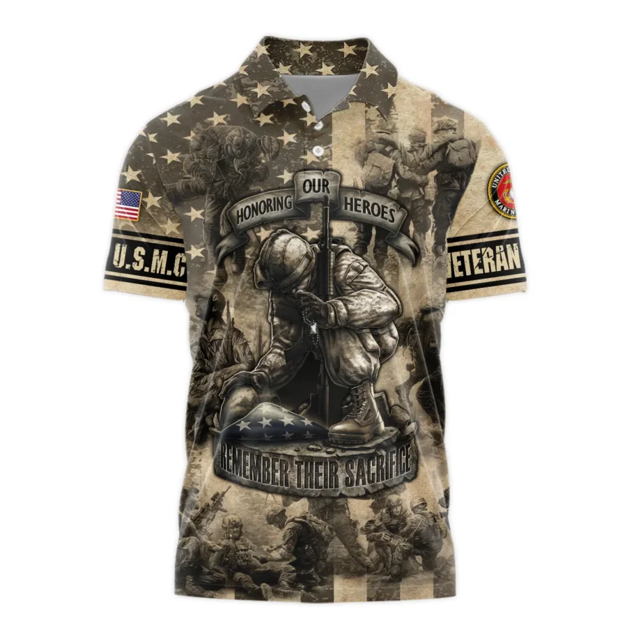 Veteran Remember Honor Respect Memorial Day U.S. Marine Corps Veterans All Over Prints Polo Shirt