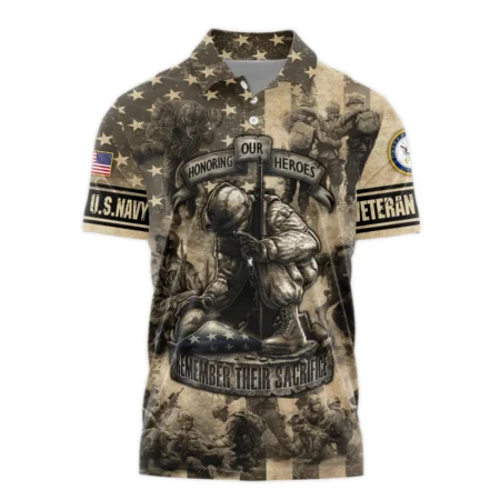 Veteran Remember Honor Respect Memorial Day U.S. Navy Veterans All Over Prints Polo Shirt