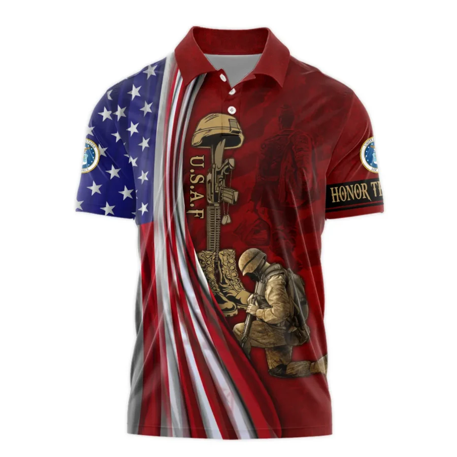 Veteran Us Flag Honor The Fallen U.S. Air Force Veterans All Over Prints Polo Shirt