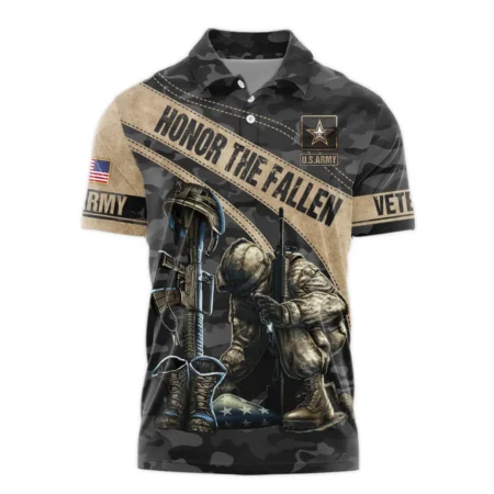 Veteran Camo Honor The Fallen U.S. Army Veterans All Over Prints Polo Shirt