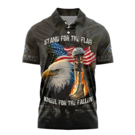 Veteran Stand For The Flag Kneel For The Fallen U.S. Air Force Veterans All Over Prints Polo Shirt