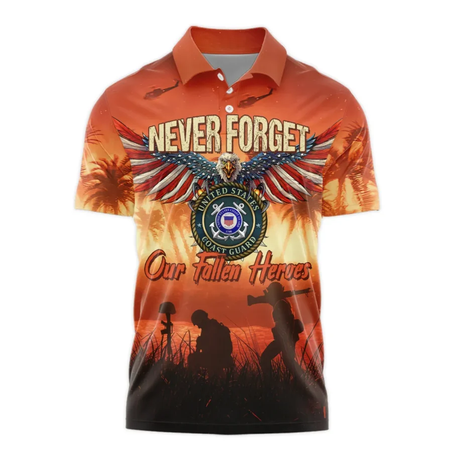 Veteran Never Forget Our Fallen Heroes U.S. Coast Guard Veterans All Over Prints Polo Shirt