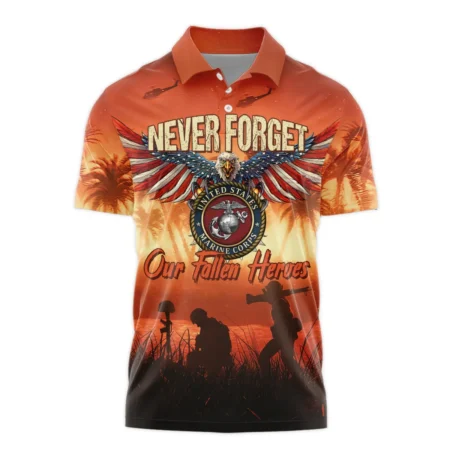 Veteran Never Forget Our Fallen Heroes U.S. Marine Corps Veterans All Over Prints Polo Shirt