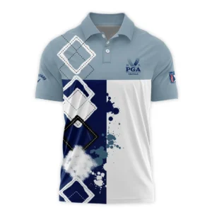 2024 PGA Championship Valhalla Callaway Blue White Brush Line Zipper Polo Shirt Style Classic Zipper Polo Shirt For Men