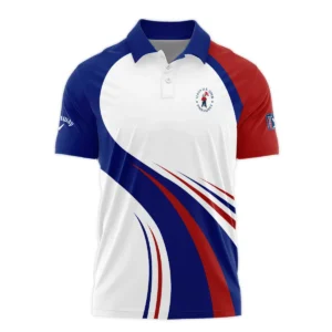 Callaway 124th U.S. Open Pinehurst Golf Blue Red White Background Zipper Polo Shirt Style Classic Zipper Polo Shirt For Men