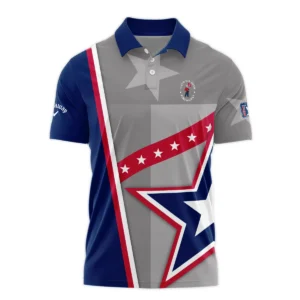 124th U.S. Open Pinehurst Ping White Star Red Line Blue  Polo Shirt Mandarin Collar Polo Shirt