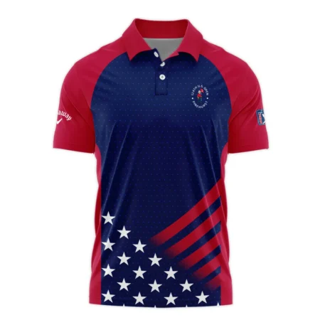 Callaway 124th U.S. Open Pinehurst Star White Dark Blue Red Background Long Polo Shirt Style Classic Long Polo Shirt For Men