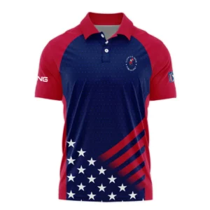 Ping 124th U.S. Open Pinehurst Star White Dark Blue Red Background Zipper Polo Shirt Style Classic Zipper Polo Shirt For Men