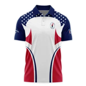 124th U.S. Open Pinehurst Callaway Stars White Dark Blue Red Line Zipper Polo Shirt Style Classic Zipper Polo Shirt For Men