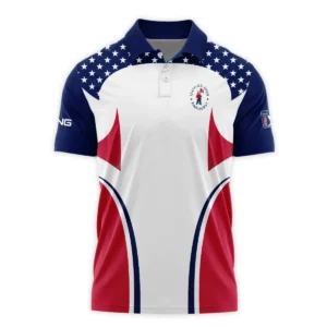 124th U.S. Open Pinehurst Ping Stars White Dark Blue Red Line Zipper Polo Shirt Style Classic Zipper Polo Shirt For Men