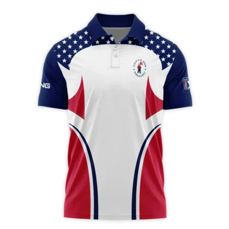 124th U.S. Open Pinehurst Ping Stars White Dark Blue Red Line Polo Shirt Style Classic Polo Shirt For Men