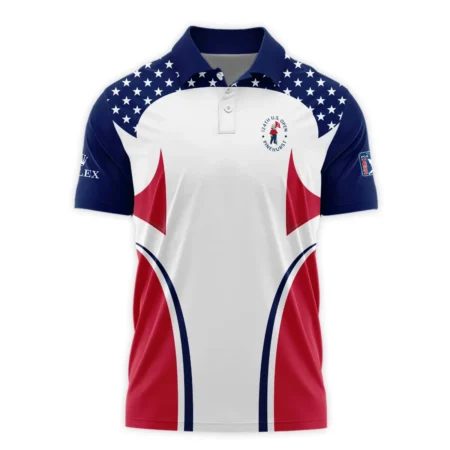 124th U.S. Open Pinehurst Rolex Stars White Dark Blue Red Line Polo Shirt Style Classic Polo Shirt For Men