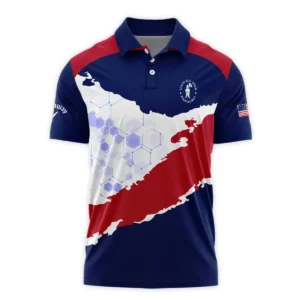 Callaway 124th U.S. Open Pinehurst Red Dark Blue White Abstract Background Zipper Polo Shirt Style Classic