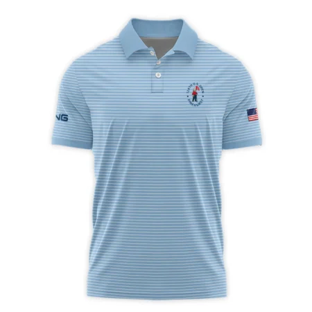 Blue White Line Pattern Ping 124th U.S. Open Pinehurst Polo Shirt Style Classic