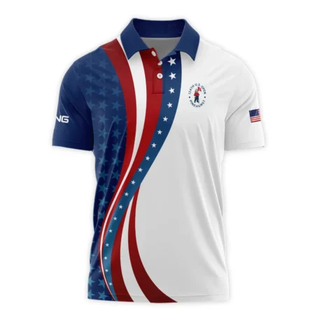 124th U.S. Open Pinehurst Blue Gradient Red White Star Ping Polo Shirt Style Classic