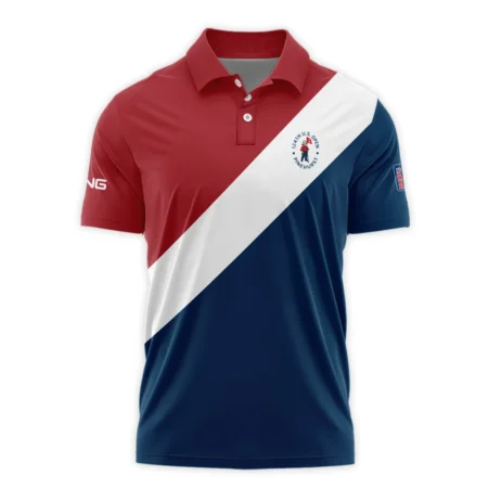 124th U.S. Open Pinehurst Ping Blue Red White Background Polo Shirt Style Classic