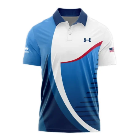 US Open Tennis Champions Under Armour Dark Blue Red White Polo Shirt Mandarin Collar Polo Shirt