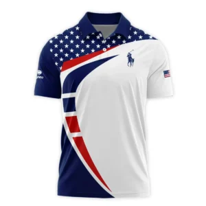 US Open Tennis Champions Blue Red Star White Ralph Lauren Performance Zipper Polo Shirt