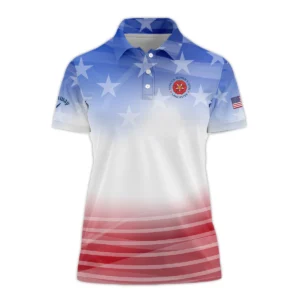 Star White Blue Red Background Callaway 79th U.S. Women’s Open Lancaster Zipper Short Polo Shirt