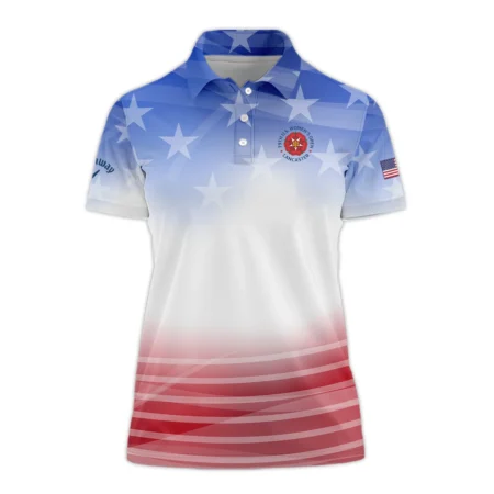 Star White Blue Red Background Callaway 79th U.S. Women’s Open Lancaster Zipper Sleeveless Polo Shirt