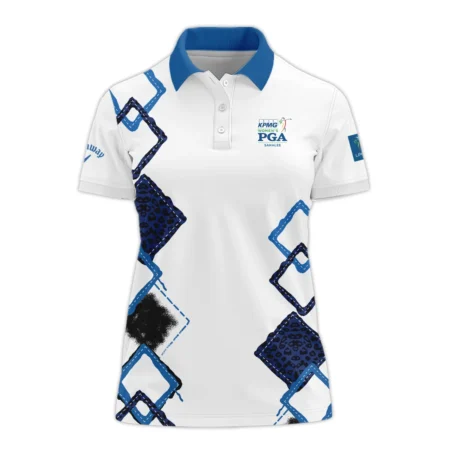 Callaway 2024 KPMG Women's PGA Championship Dark Blue Grunge Brush Pattern Background Short Polo Shirt