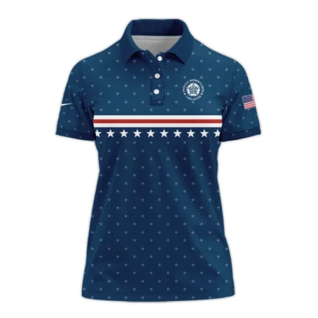 Golf Navy Blue Star American Nike 79th U.S. Women’s Open Lancaster Zipper Sleeveless Polo Shirt
