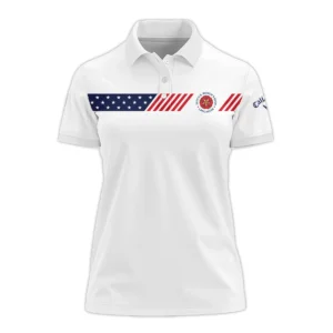 Golf American Flag White Callaway 79th U.S. Women’s Open Lancaster Zipper Short Polo Shirt