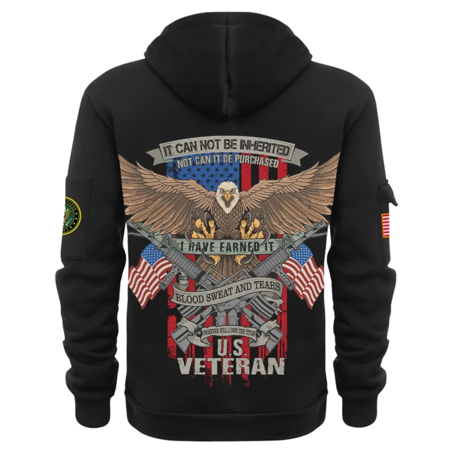 Personalized Name Color Black It CanNot Be Inherited U.S. Army Veteran Hoodie Half Zipper