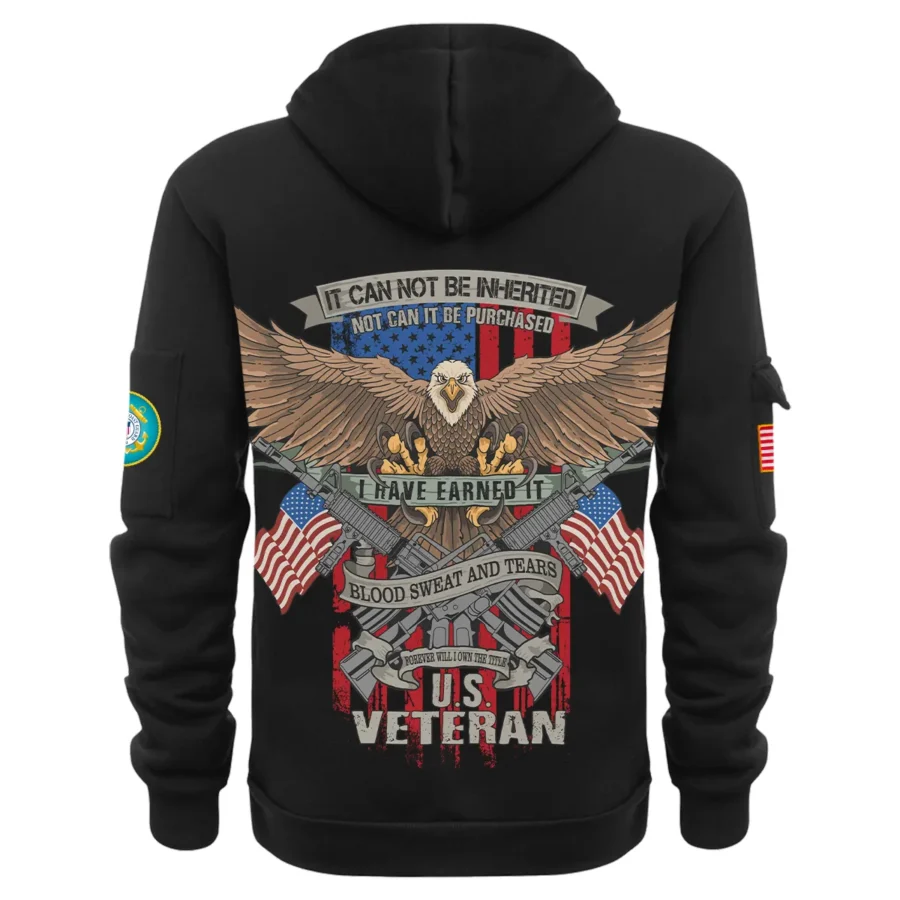 Personalized Name Color Black It CanNot Be Inherited U.S. Coast Guard Veteran Hoodie Half Zipper