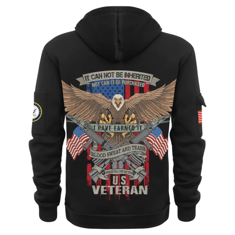 Personalized Name Color Black It CanNot Be Inherited U.S. Navy Veteran Hoodie Half Zipper