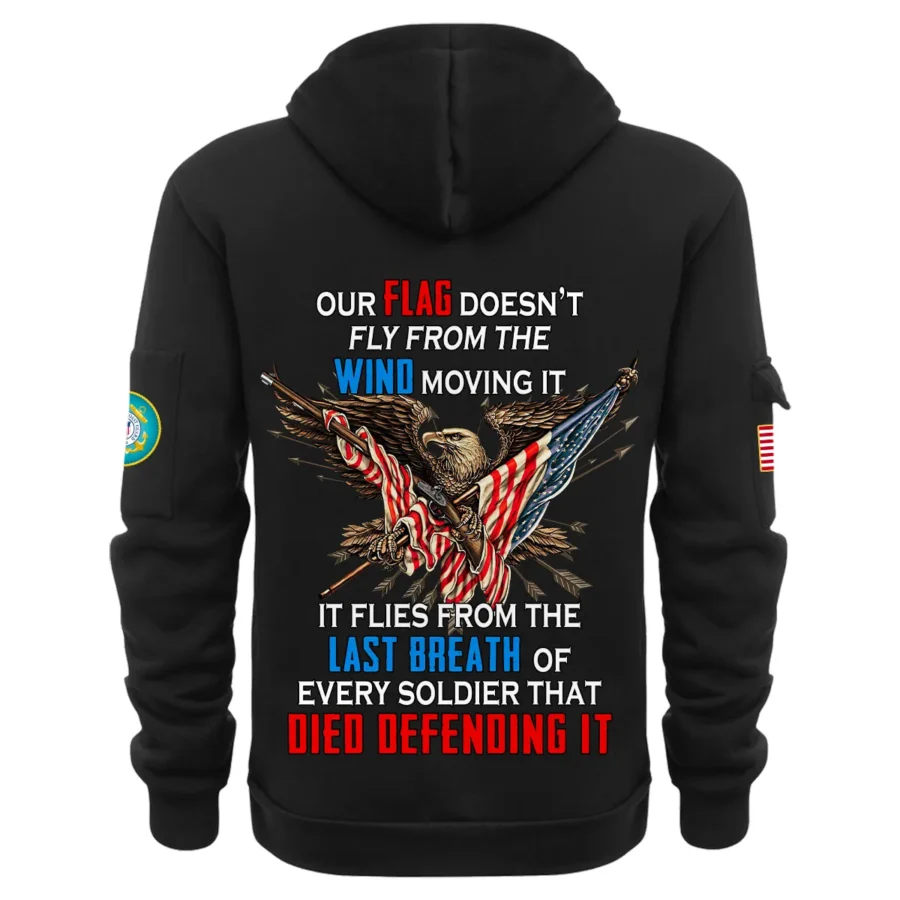 Personalized Name Color Black Every Soldier That Died Defending It U.S. Coast Guard Veteran Hoodie Half Zipper