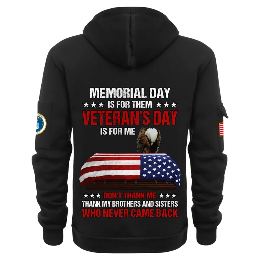 Personalized Name Color Black Memorial Day Is For Them Veteran Day Is For Me U.S. Air Force Veteran Hoodie Half Zipper