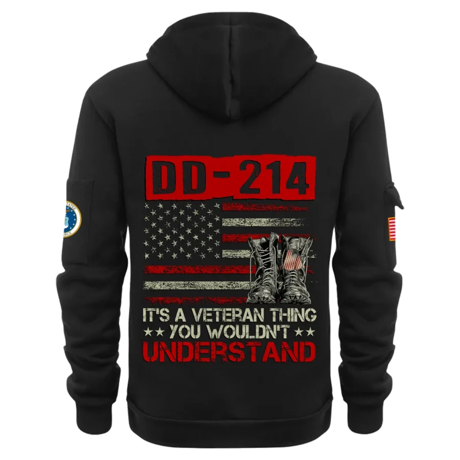 Personalized Name Color Black DD-214 Its A Veteran Thing You Wouldnt Understand U.S. Air Force Veteran Hoodie Half Zipper