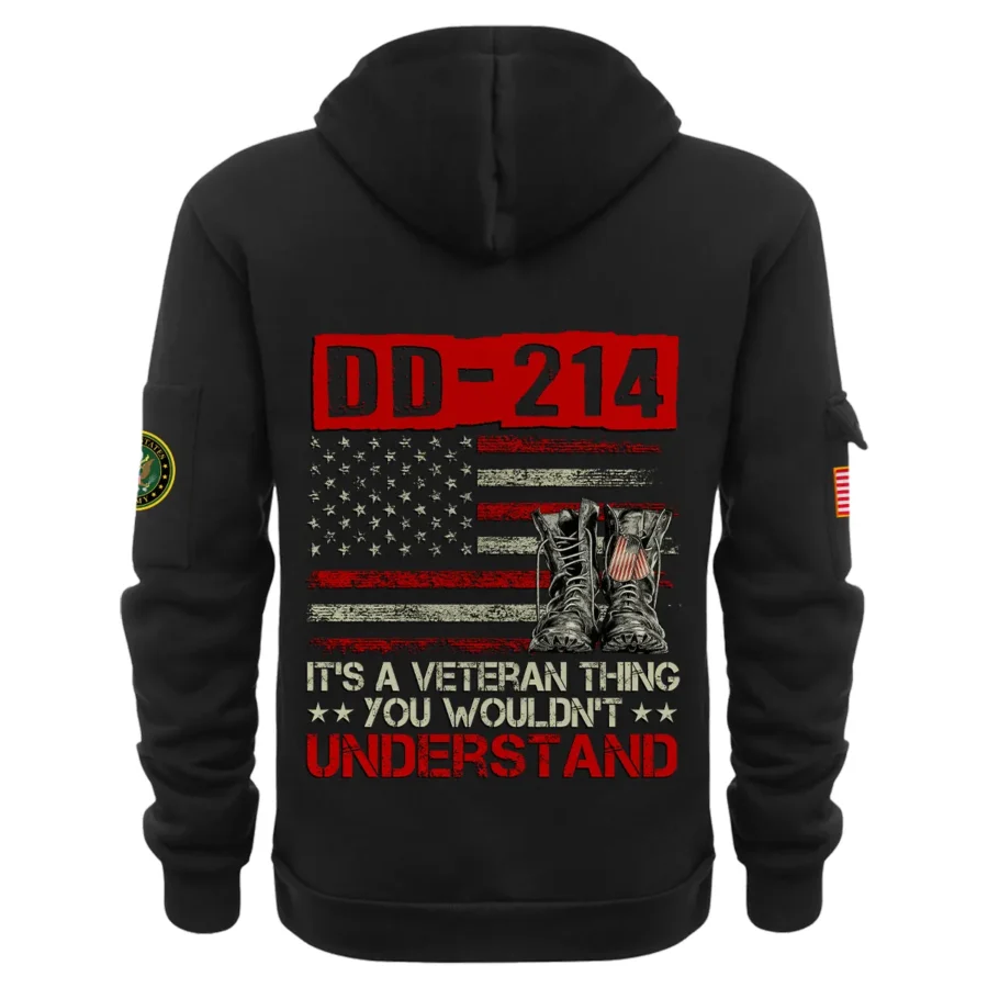 Personalized Name Color Black DD-214 Its A Veteran Thing You Wouldnt Understand U.S. Army Veteran Hoodie Half Zipper