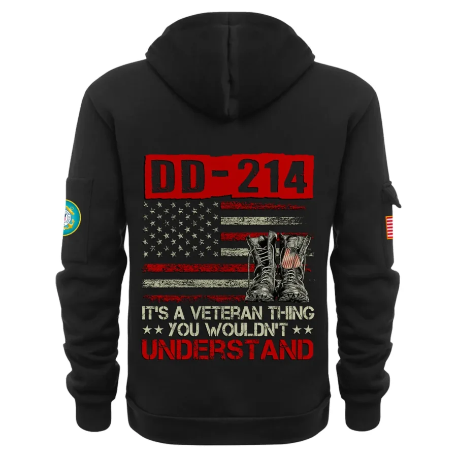 Personalized Name Color Black DD-214 Its A Veteran Thing You Wouldnt Understand U.S. Coast Guard Veteran Hoodie Half Zipper