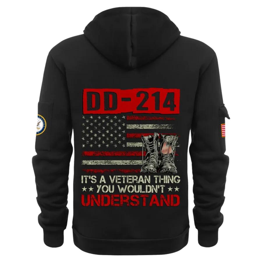 Personalized Name Color Black DD-214 Its A Veteran Thing You Wouldnt Understand U.S. Navy Veteran Hoodie Half Zipper