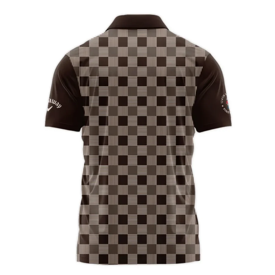 Golf Brown Square Pattern 124th U.S. Open Pinehurst Callaway Zipper Polo Shirt Style Classic