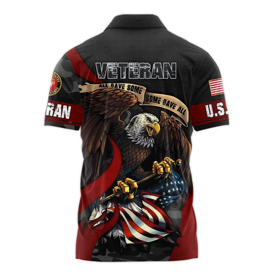 All Gave Some Some Gave All Veteran Eagle Flag U.S. Marine Corps Veterans All Over Prints Zipper Polo Shirt