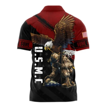 Veteran Eagle All Gave Some Some Gave All U.S. Marine Corps Veterans All Over Prints Zipper Polo Shirt