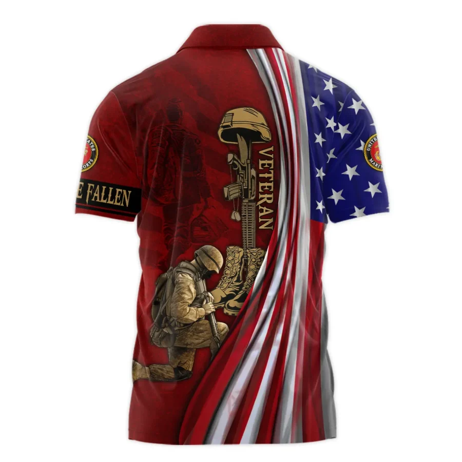 Veteran Us Flag Honor The Fallen U.S. Marine Corps Veterans All Over Prints Polo Shirt