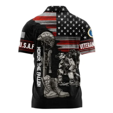 Veteran Honor The Fallen U.S. Air Force Veterans All Over Prints Zipper Polo Shirt
