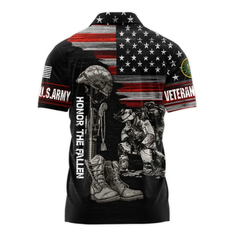 Veteran Honor The Fallen U.S. Army Veterans All Over Prints Zipper Polo Shirt