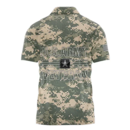 Veteran Proudly Served Duty Honor Country U.S. Army Veterans All Over Prints Zipper Polo Shirt