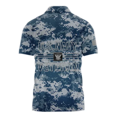 Veteran Proudly Served Duty Honor Country U.S. Navy Veterans All Over Prints Zipper Polo Shirt