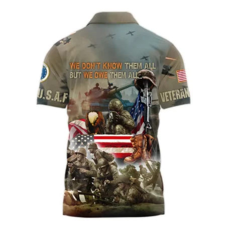 Veteran We Dont Know Them All But We Owe Them All U.S. Air Force Veterans All Over Prints Zipper Polo Shirt